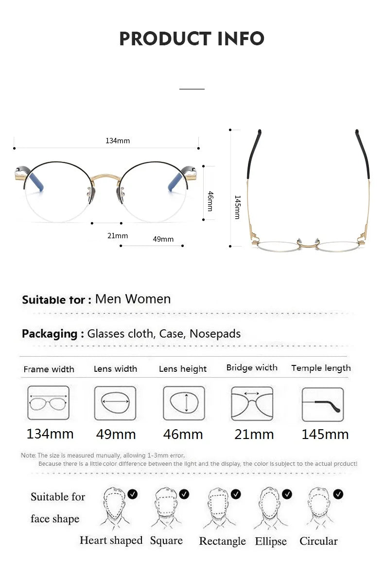 Aimee Women's Semi Rim Round Titanium Eyeglasses 942185 Semi Rim Aimee