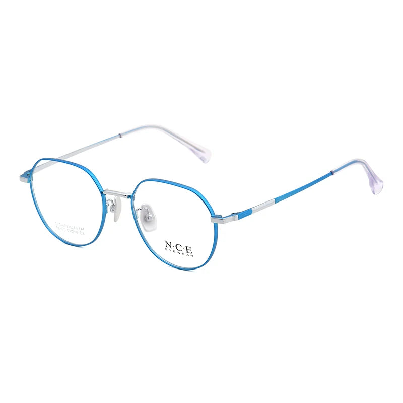 Zirosat Unisex Full Rim Flat Top Oval Titanium Eyeglasses 88307