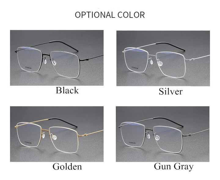 Black Mask Unisex Full Rim Square Screwless Titanium Eyeglasses 45508 Full Rim Black Mask   