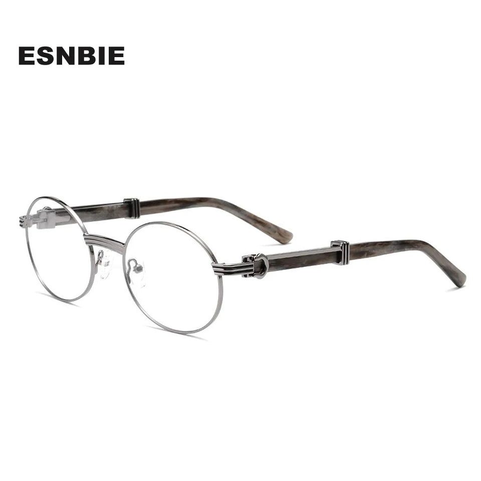 Esnbie Unisex Full Rim Round Alloy Eyeglasses 25SM083-1