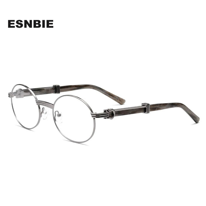 Esnbie Unisex Full Rim Round Alloy Eyeglasses 25SM083-1