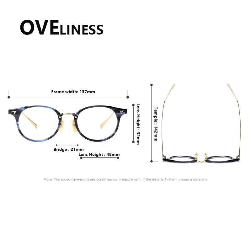 Oveliness Women's Full Rim Oval Round Acetate Titanium Eyeglasses 68510