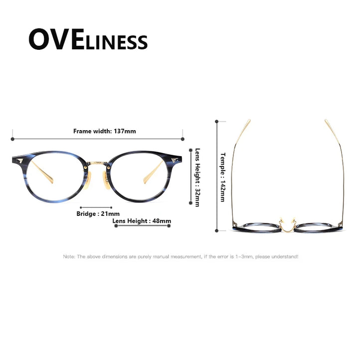 Oveliness Women's Full Rim Oval Round Acetate Titanium Eyeglasses 68510