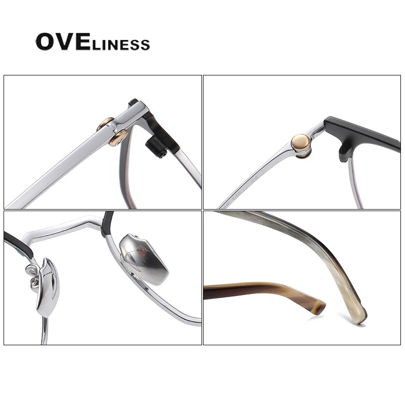 Oveliness Men's Full Rim Square Titanium Eyeglasses O2334 Full Rim Oveliness   