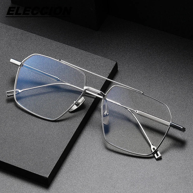 Eleccion Unisex Full Rim Square Double Bridge Titanium Eyeglasses 81017 Full Rim Eleccion