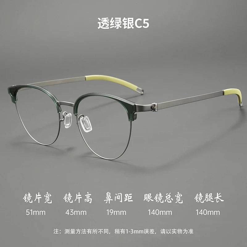 Bclear Unisex Full Rim Browline Titanium Eyeglasses BSF-S21227H