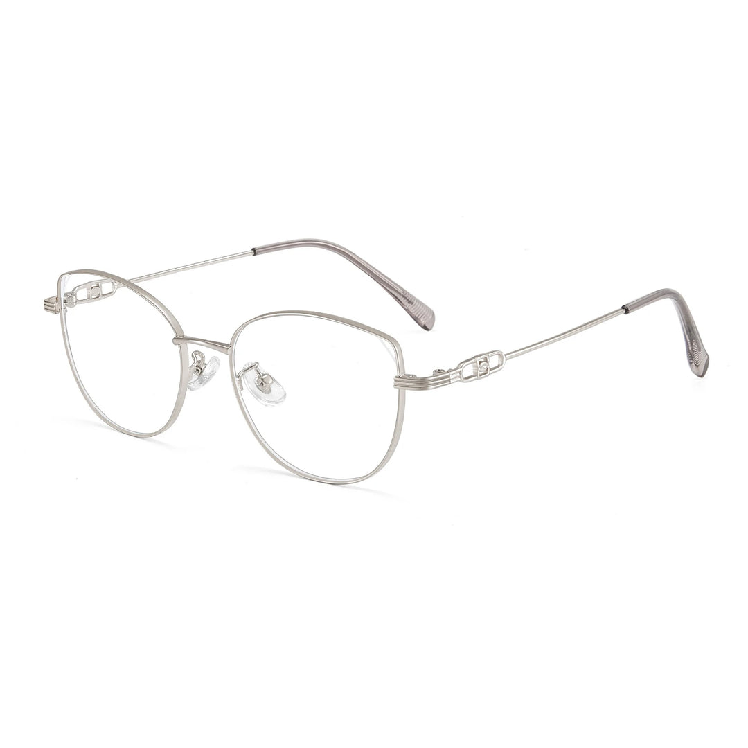 Yimaruili Women's Full Rim Round Cat Eye Alloy Eyeglasses 931181