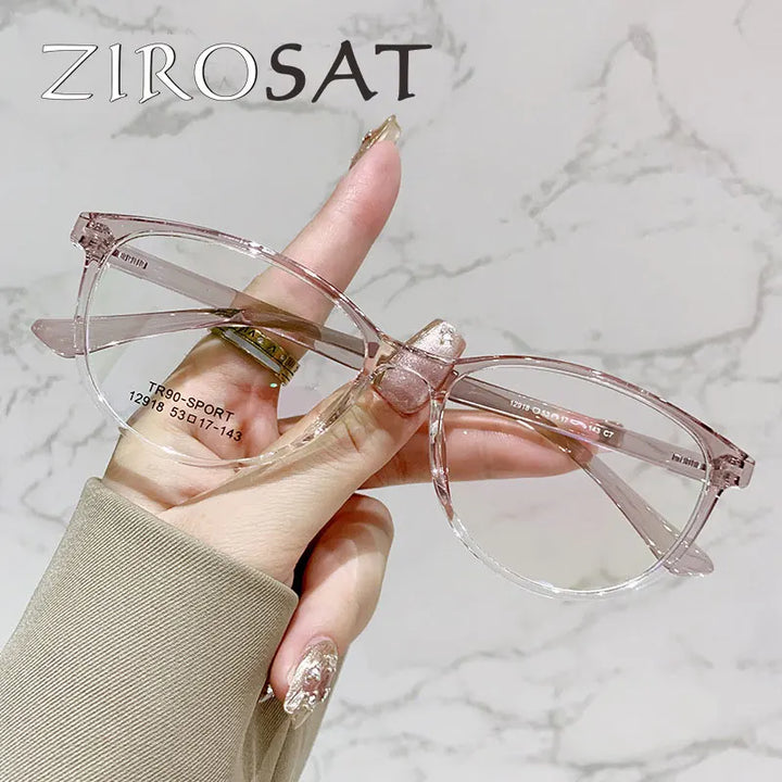 Zirosat Unisex Full Rim Oval Square Tr 90 Alloy Eyeglasses 12918