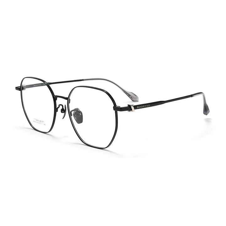 KatKani Unisex Full Rim Polygon Titanium Eyeglasses B61039 Full Rim KatKani Eyeglasses Black  