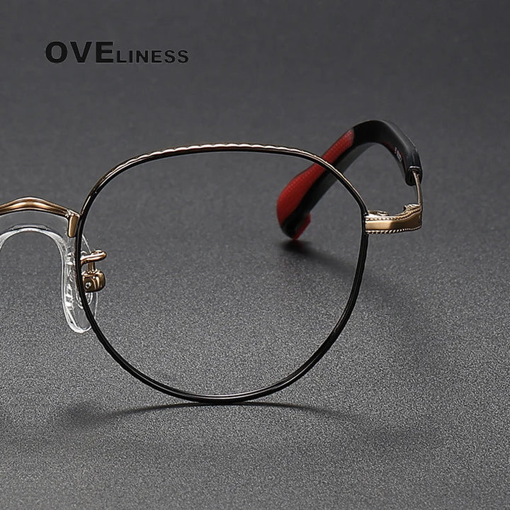 Oveliness Unisex Full Rim Flat Top Round Titanium Eyeglasses 80935 Full Rim Oveliness   