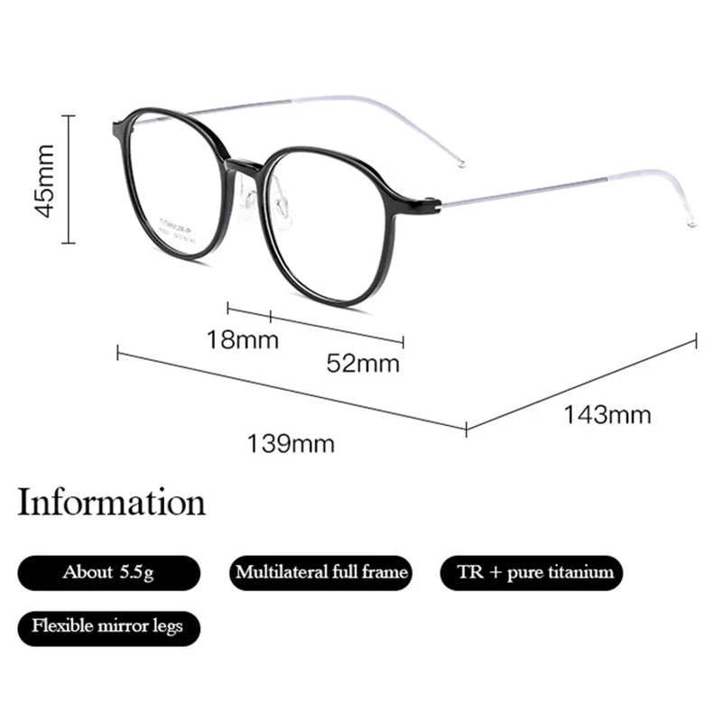 Hotony Women's Full Rim Square Tr 90 Titanium Eyeglasses 75821 Full Rim Hotony