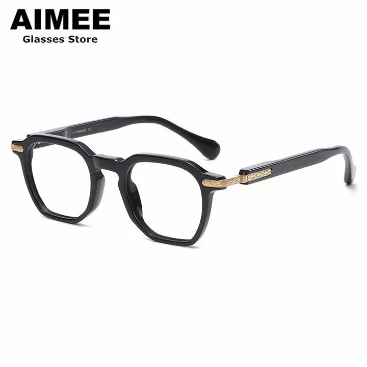 Aimee Unisex Full Rim Polygon Square Titanium Acetate Eyeglasses 85855 Full Rim Aimee   