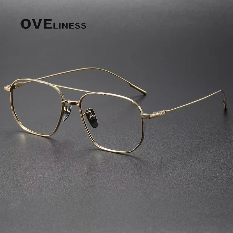 Oveliness Women's Full Rim Square Double Bridge Titanium Eyeglasses  81334