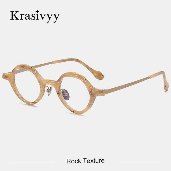 Krasivyy Unisex Full Rim Oval Titanium Acetate Eyeglasses 96071 Full Rim Krasivyy Rock Texture