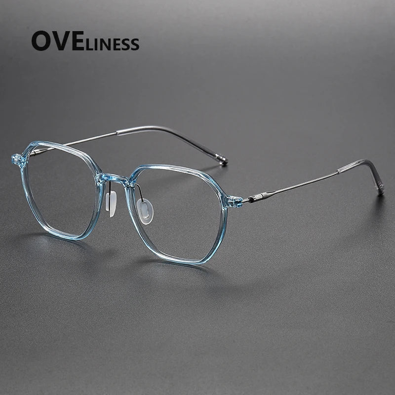 Oveliness Women's Full Rim Polygon Acetate Titanium Eyeglasses 88656