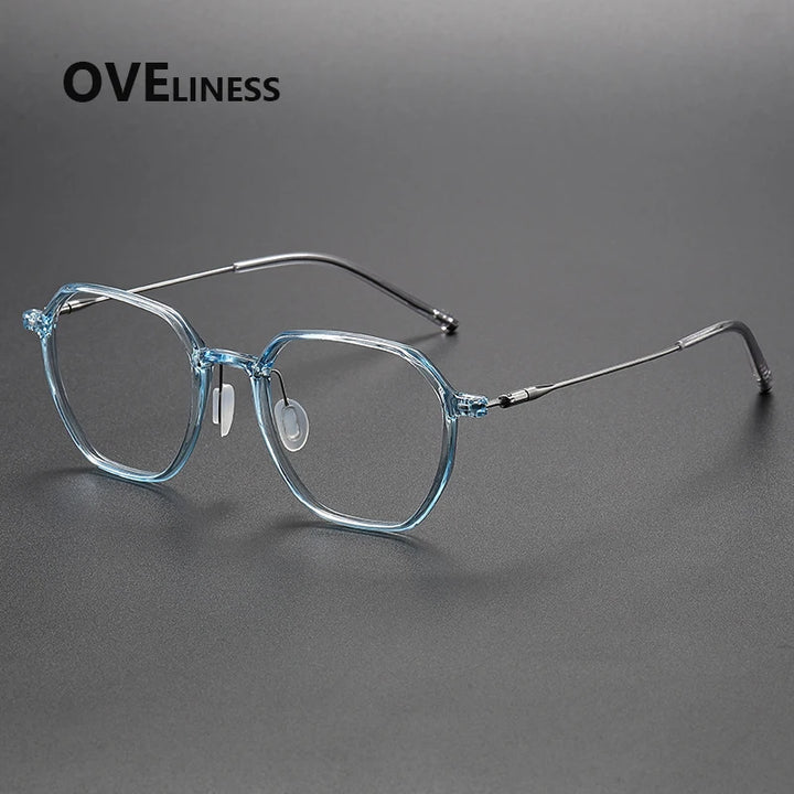 Oveliness Women's Full Rim Polygon Acetate Titanium Eyeglasses 88656