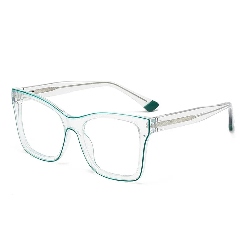 CCspace Women's Full Rim Square Cat Eye Polycarbonate Eyeglasses 301337 Full Rim CCspace Green  