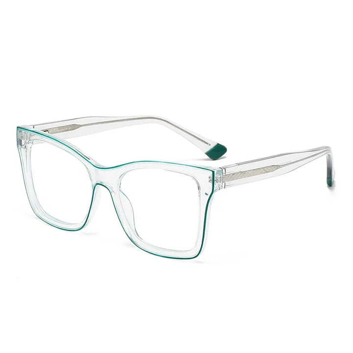 CCspace Women's Full Rim Square Cat Eye Polycarbonate Eyeglasses 301337 Full Rim CCspace Green  