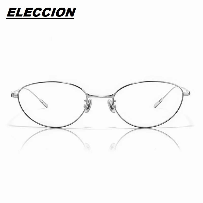 Eleccion Women's Full Rim Oval Cat Eye Titanium Eyeglasses 55145 Full Rim Eleccion