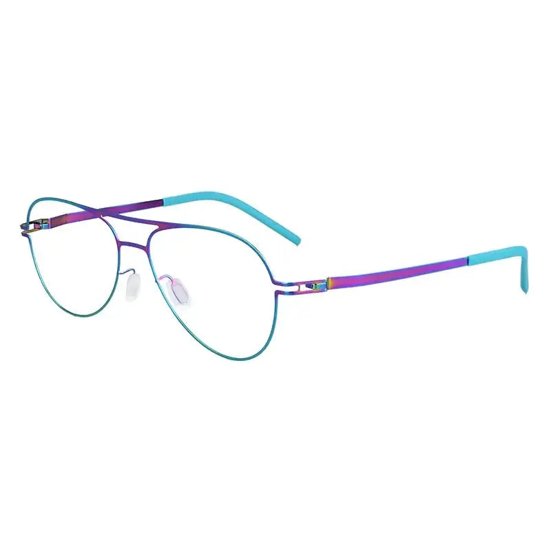 Bobbie Full Rim Double Bridge Unisex Oval Screwless Steel Frames 524316 FuzWeb