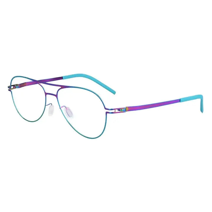 Bobbie Full Rim Double Bridge Unisex Oval Screwless Steel Frames 524316 FuzWeb