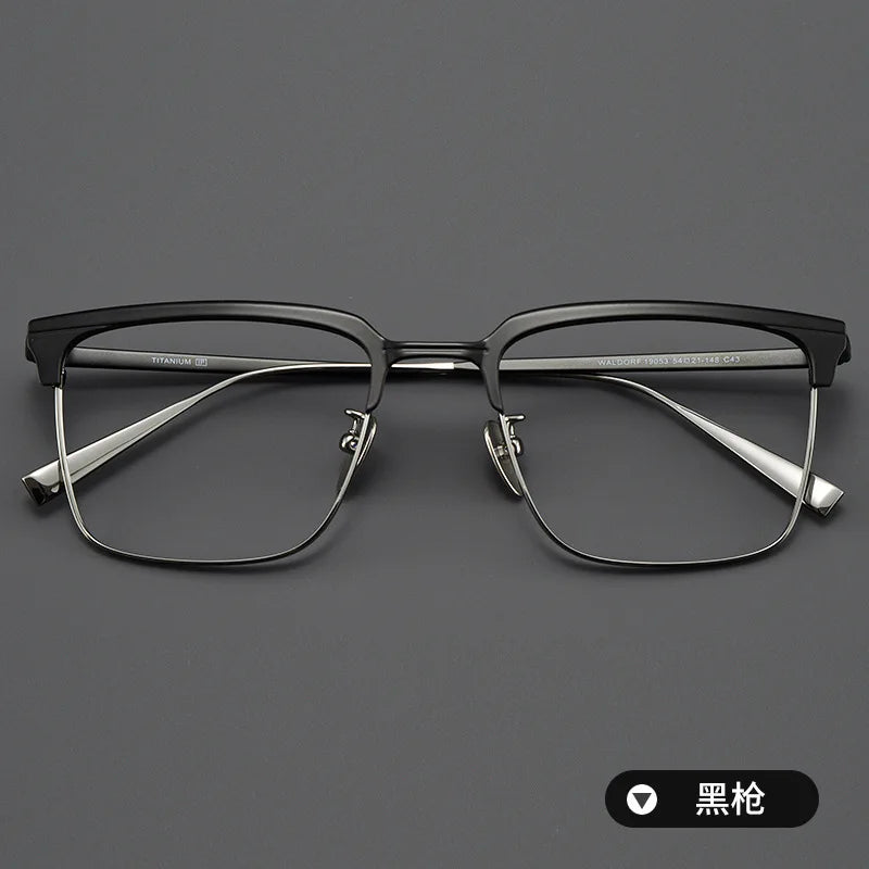Zirosat Men's Full Rim Square Titanium Acetate Eyeglasses 190531