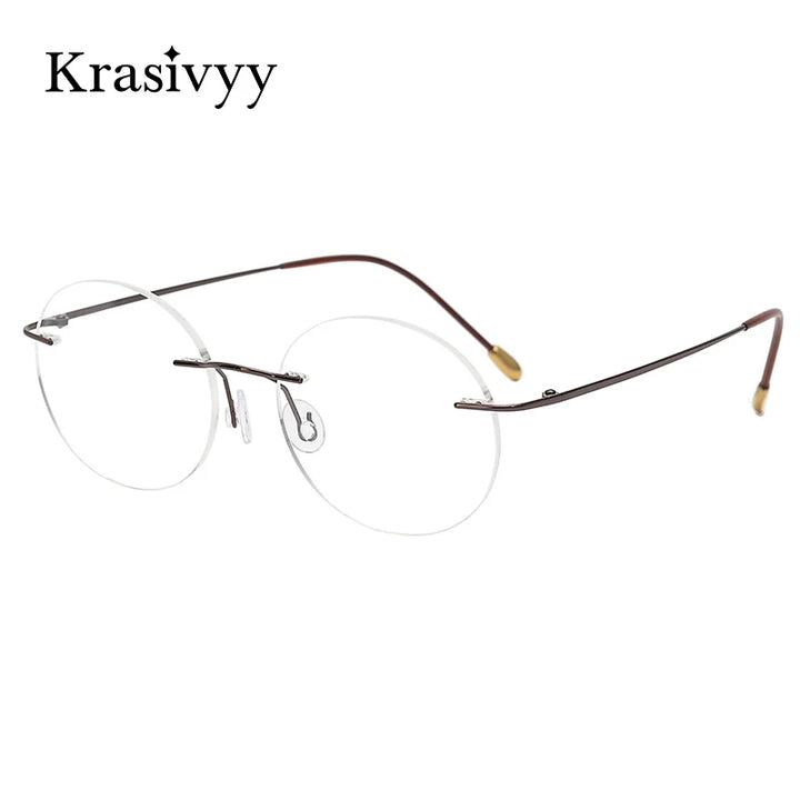 Krasivyy Unisex Rimless Round Pure Titanium Prescription Eyeglasses KR16012