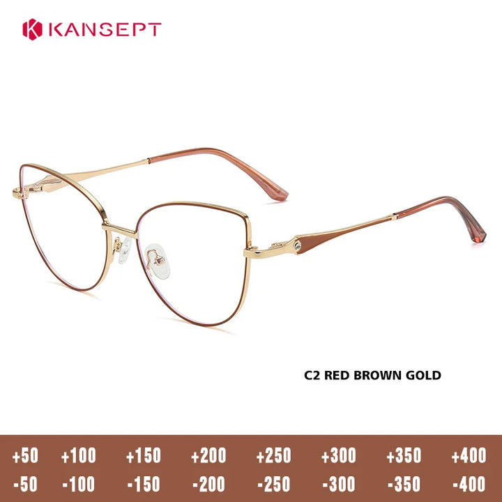 Kansept Women's Full Rim Oval Cat Eye Alloy Reading Glasses