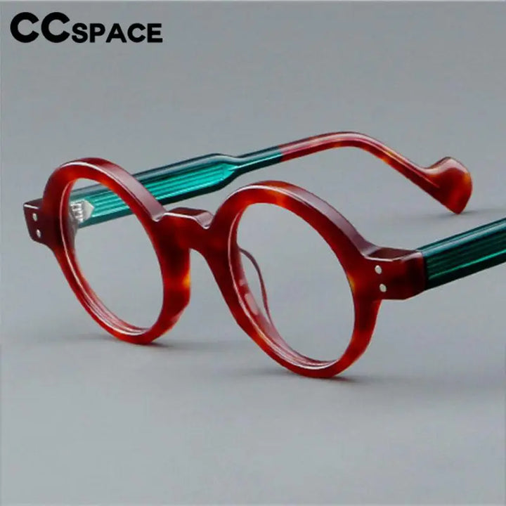 CCSpace Unisex Full Rim Round Acetate Eyeglasses 57257 Full Rim CCspace   
