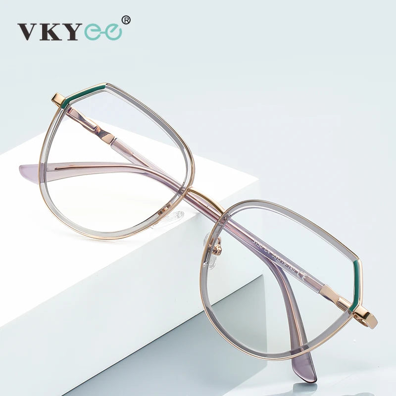 Vicky Women's Full Rim Irregular Oval Tr 90 Titanium Reading Glasses 43130 Reading Glasses Vicky