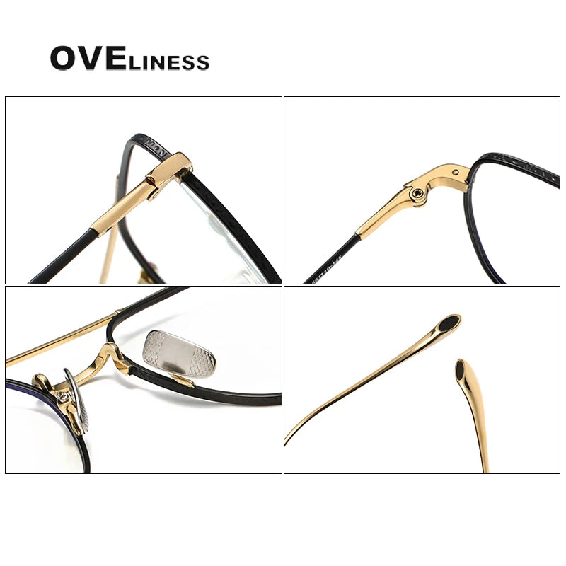 Oveliness Unisex Full Rim Square Double Bridge Titanium Eyeglasses Om3123 Full Rim Oveliness   