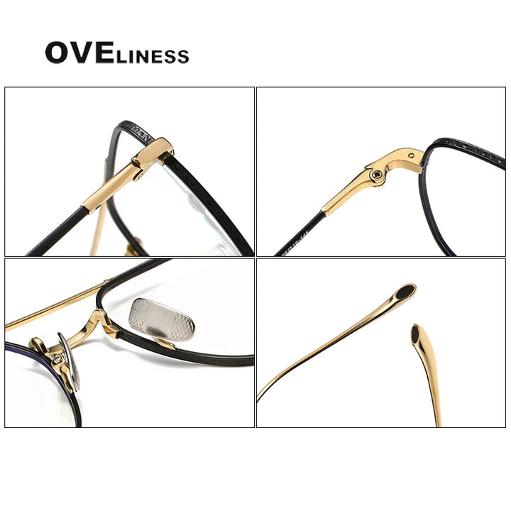 Oveliness Unisex Full Rim Square Double Bridge Titanium Eyeglasses Om3123 Full Rim Oveliness   