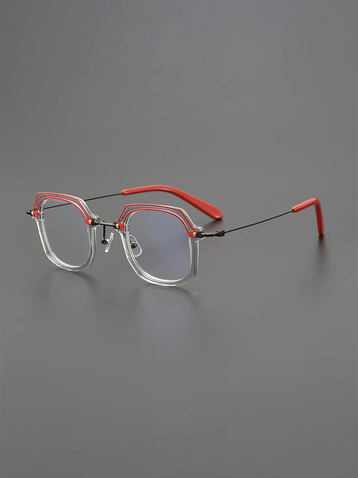 Nobler Unisex Full Rim Big Square Titanium Acetate Eyeglasses P064 Full Rim Nobler   