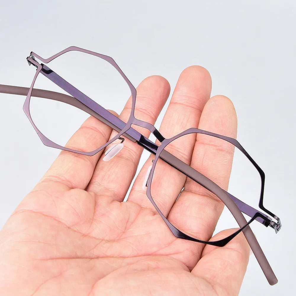 Bobbie Unisex Full Rim Polygon Round Screwless Alloy Eyeglasses 432046
