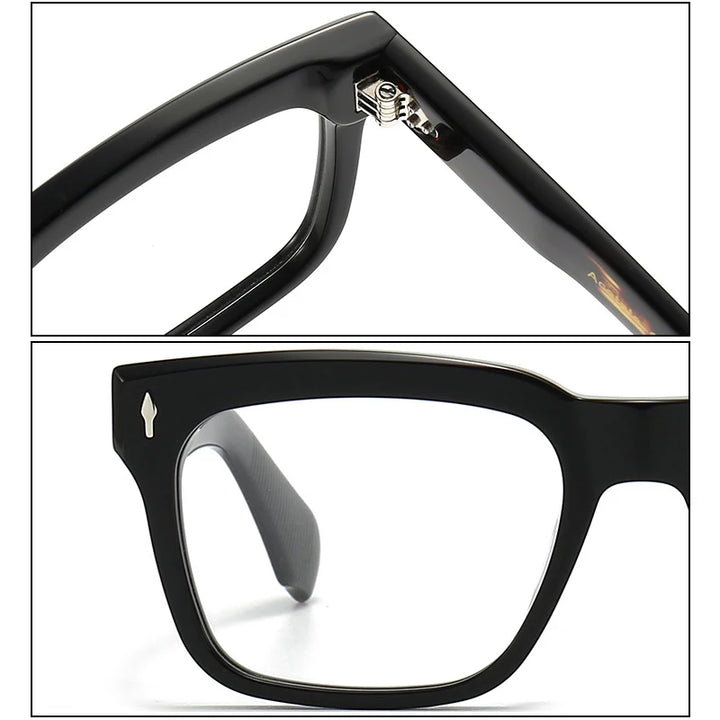 Black Mask Men's Full Rim Square Brow Line Acetate Eyeglasses 14454 Full Rim Black Mask   