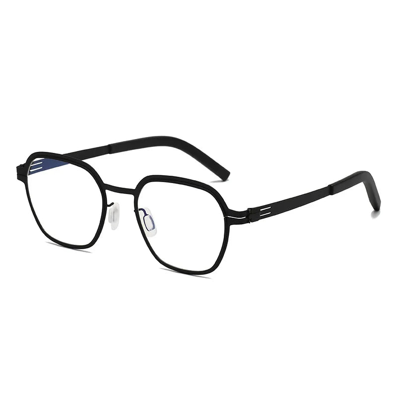 Black Mask Women's Full Rim Flat Top Polygon Steel Eyeglasses 464818