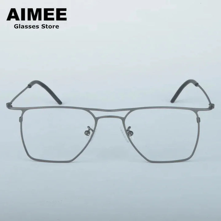 Aimee Unisex Full Rim Square Double Bridge Titanium Eyeglasses 11518 Full Rim Aimee Gun-Grey  