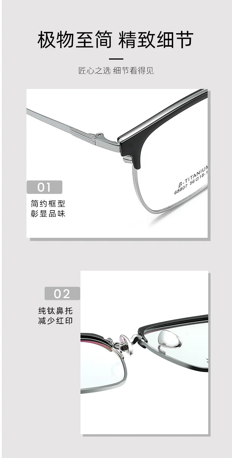Gmei Optical 68807L unisex square stainless steel prescription eyeglasses — view 5