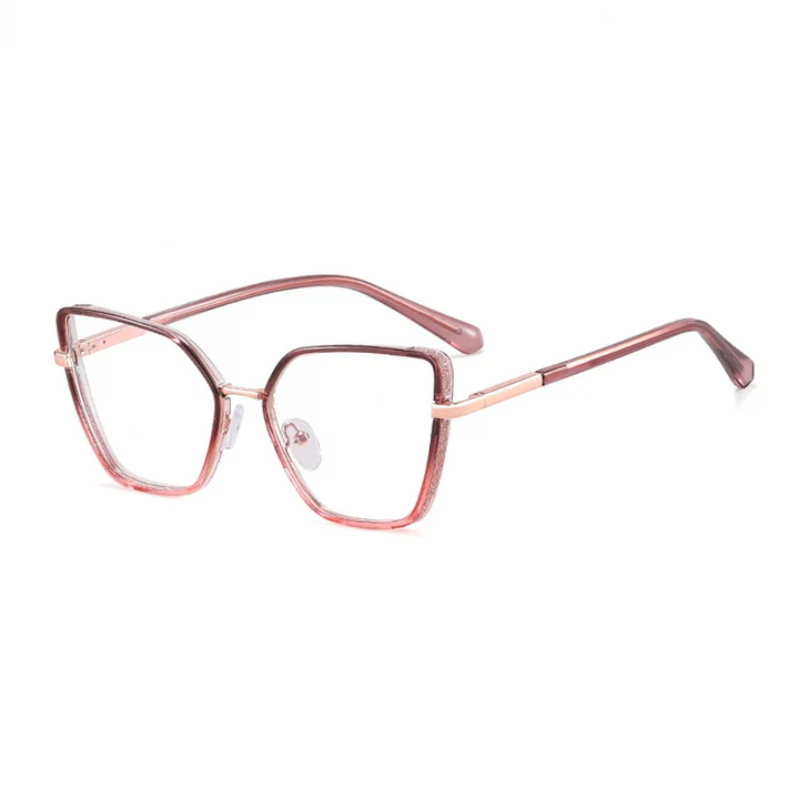 Ralferty Women's Full Rim Square Cat Eye Acetate Eyeglasses R82144 Full Rim Ralferty C3 Purple Pink CHINA 