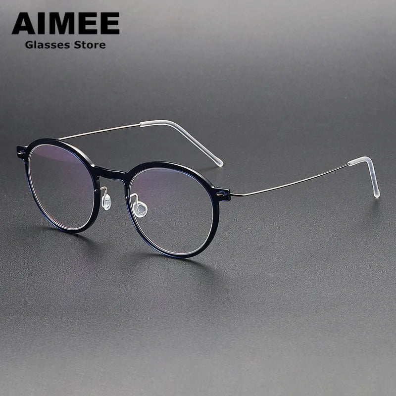 Aimee Women's Full Rim Round Titanium Acetate Eyeglasses 65864