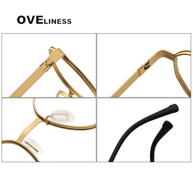 Oveliness Unisex Full Rim Polygon Titanium Eyeglasses 80993 Full Rim Oveliness   