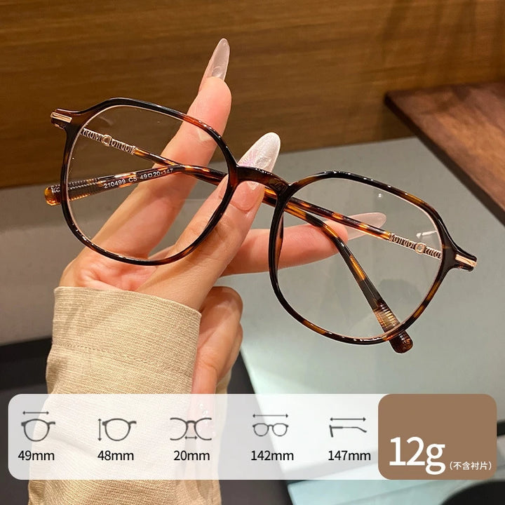 Yimaruili Unisex Full Rim Polygonal Tr 90 Alloy Eyeglasses 210499