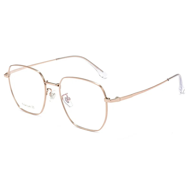 Yimaruili Unisex Full Rim Polygonal Pure Titanium Eyeglasses 88023X — view 6 | Yimaruili at FuzWeb