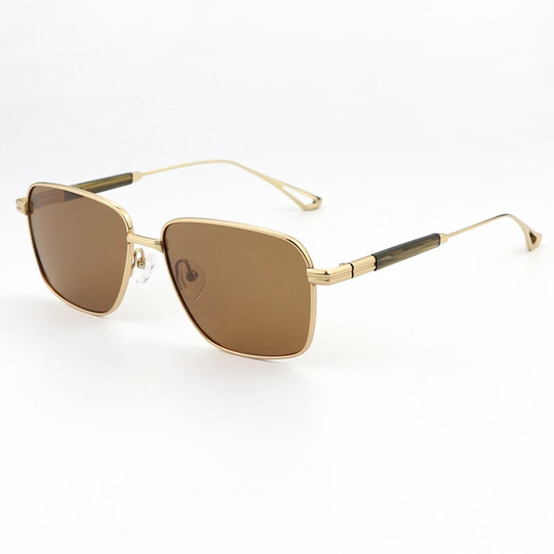 Black Mask Men Full Rim Square Titanium Polarized Sunglasses BM-1105S