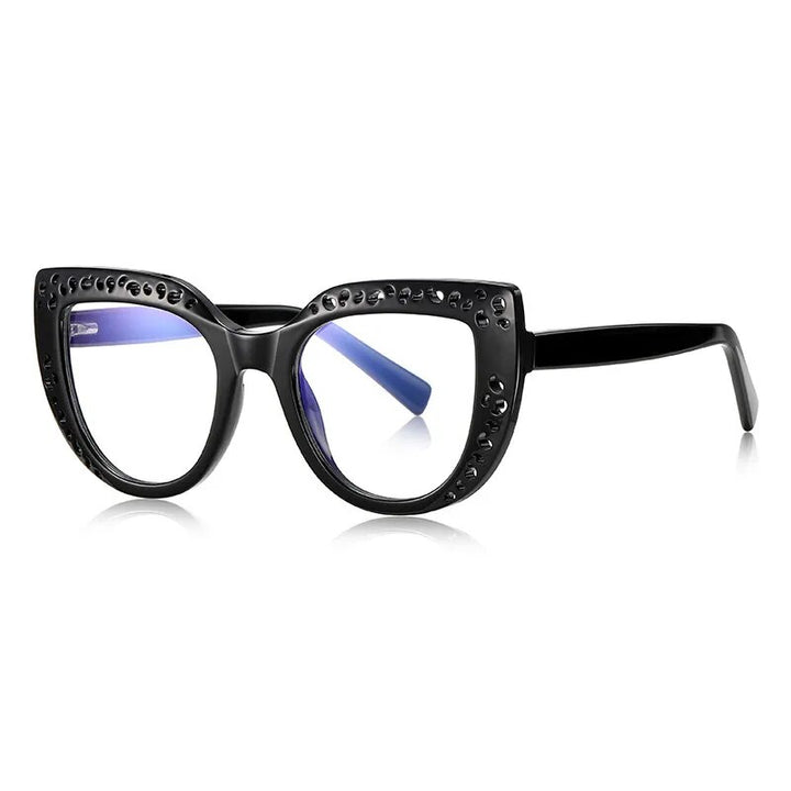 CCSpace Women's Full Rim Cat Eye Tr 90 Titanium Eyeglasses 56998 Full Rim CCspace C1Black  