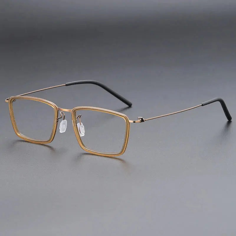 Gatenac Unisex Full Rim Square Acetate Titanium Eyeglasses 699853 FuzWeb