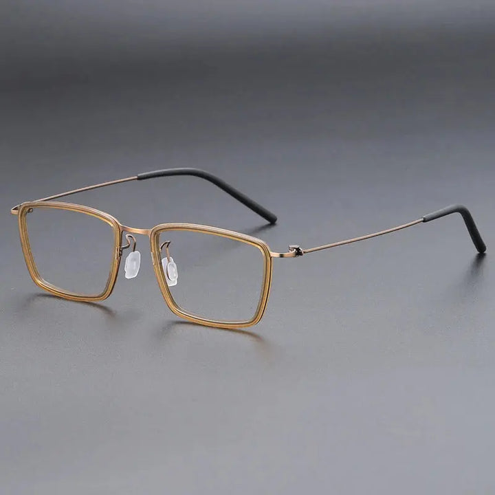 Gatenac Unisex Full Rim Square Acetate Titanium Eyeglasses 699853 FuzWeb