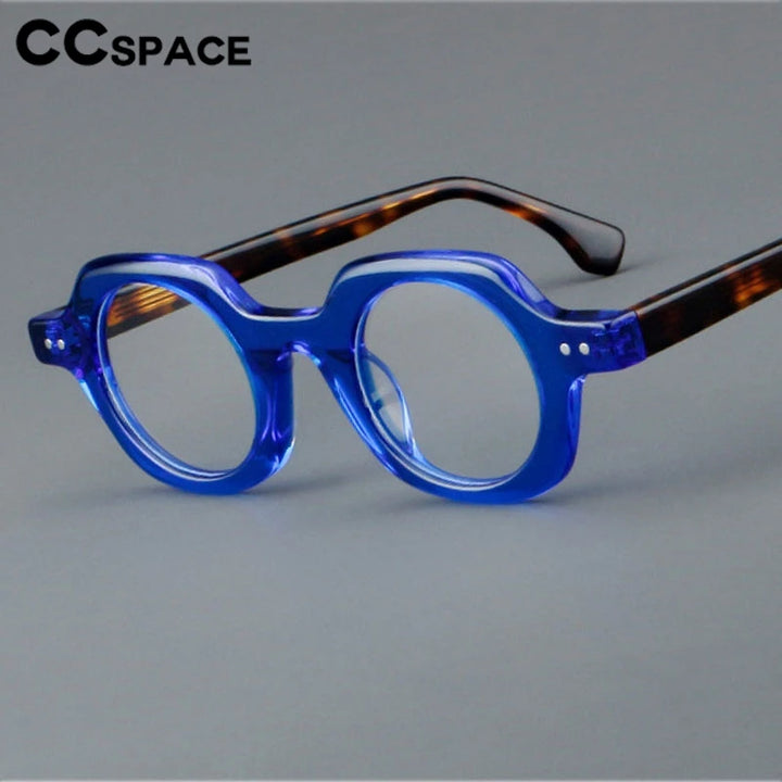 CCspace Unisex Full Rim Flat Top Round Acetate Eyeglasses 301253 Full Rim CCspace   