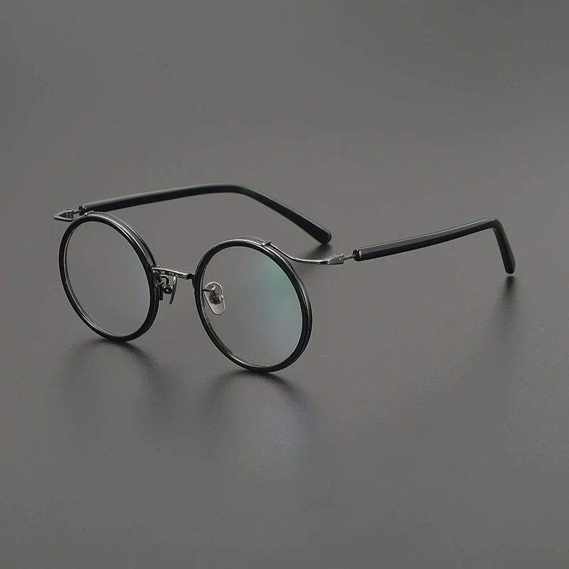 Gatenac Unisex Full Rim Round Acetate Titanium Eyeglasses G85676