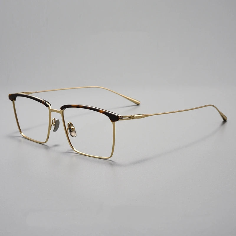 Yimaruili Men's Full Rim Square Acetate Titanium Eyeglasses 88876
